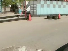 Naked babes play a game of competitive pool