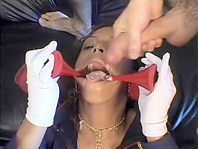 Nasty black invites two white dudes to roughly pound her juicy snatch