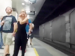 Nice ass on a skinny lass at the train station