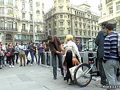 Nude Blond In Strait Jacket In Public