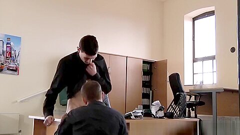 Office stud pounded and creamed by horny new associate