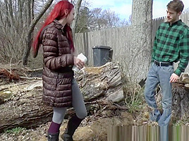 Old-time lumberjack spanking