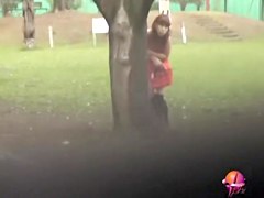 Park sharking experience with amorous brown-haired sweetie being exposed