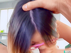 Petite Asian Blowing Banana And Big Male Pole - Lulu Chu And Charles Dera