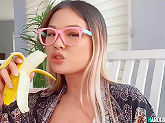 Petite Asian Blowing Banana And Big Male Pole - Lulu Chu And Charles Dera