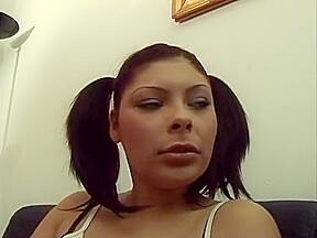 Pigtail'd slut lets her asshole slide down on a cock - Telsev