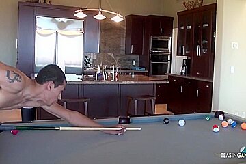 Playing Snooker Naked Always Gets Aroused And Ready To Suck A Massive Cock - Bigger Cock And Ember James