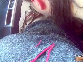 Police woman Latoya hitchikes and pussy screwed in the car