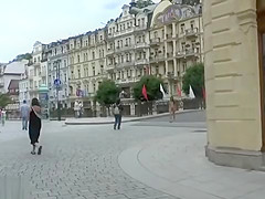 Pretty NIP Activity girl Nichola walks nude through town