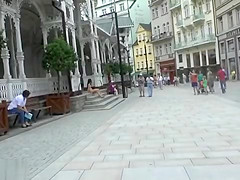 Pretty NIP Activity girl Nichola walks nude through town