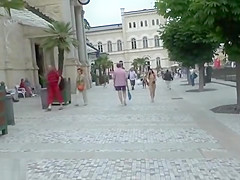 Pretty NIP Activity girl Nichola walks nude through town