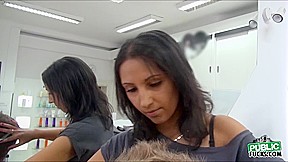 Pretty Samante gives dude a sloppy bj and receive a hardcore fucked