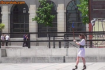 Public Bdsm Babe Deepthroats Hard Dick In Front Of Voye