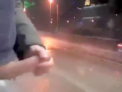 Public stroking on a busy street