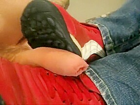Puma sneakers shoejob and cum