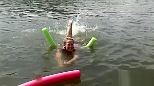 Raunchy babes have fun in the water