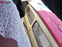 Really hot upskirt views of the sweet slender chick