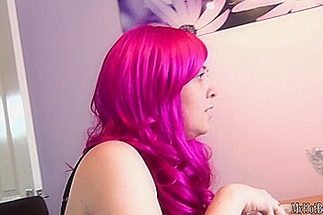 Red head Lucy Lane loves to lick the cock of this nerd  She