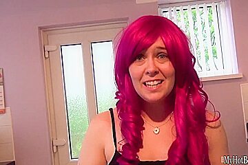 Red head Lucy Lane loves to lick the cock of this nerd  She