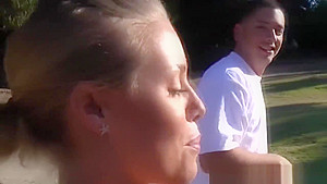 Redhead ginger babe gargling jizz