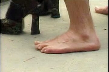 Redhead mature fucks young guy in the open air