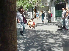 Redhead slut humiliated in public lezdom