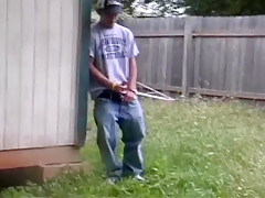 Redneck Jerks in yard then showers