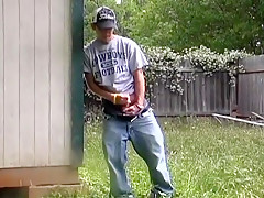 Redneck Jerks in yard then showers