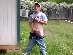 Redneck Jerks in yard then showers