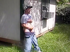Redneck Jerks in yard then showers