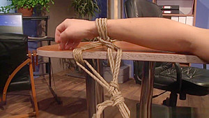 Restrained Submissive Gets Her Pussy Dildoed