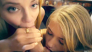 Riley Star and Hannah Hays are taking turns sucking their friends dick and getting banged hard