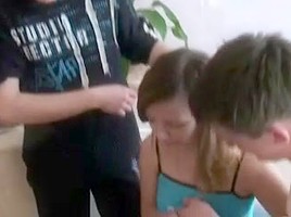 Russian young slut fuck two guys