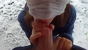 SHE SUCKS MY BIG DICK IN THE SNOW