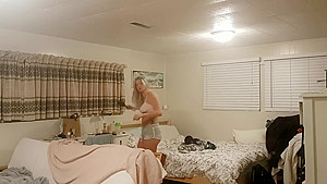 SPY ON MY Step sister WATCHING TV AFTER SHOWER!