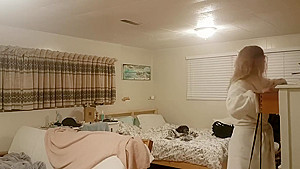SPY ON MY Step sister WATCHING TV AFTER SHOWER!