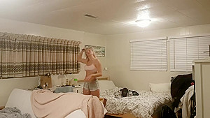 SPY ON MY Step sister WATCHING TV AFTER SHOWER!