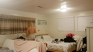 SPY ON MY Step sister WATCHING TV AFTER SHOWER!