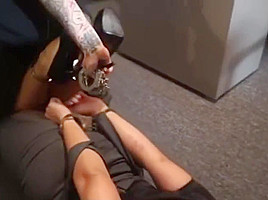Sarhye cuffed by a Burglar