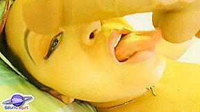 Saturno Squirt Stepsister Sucks Two Cocks At The Same Time And Touches Her Pussy, She Is Excited