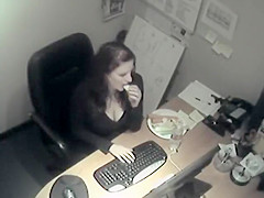 Secretary got spied while horny