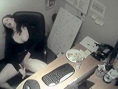 Secretary got spied while horny