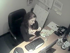 Secretary got spied while horny