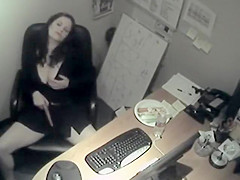 Secretary got spied while horny