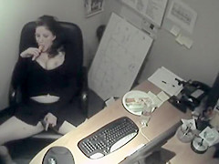 Secretary got spied while horny