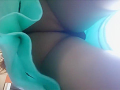 Seductive cutie has her panties recorded while riding in a train