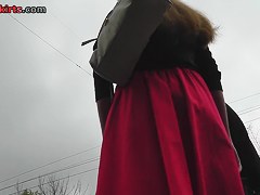 Seductive straps up red petticoat