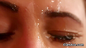 Sex Kitten Gets Cumshot On Her Face Swallowing A