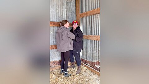 Sexy Lesbian Farmers Kiss And Touch Each Other In The Barn