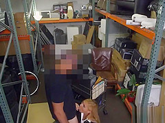 Sexy blonde MILF gets fucked by pawn keeper for money